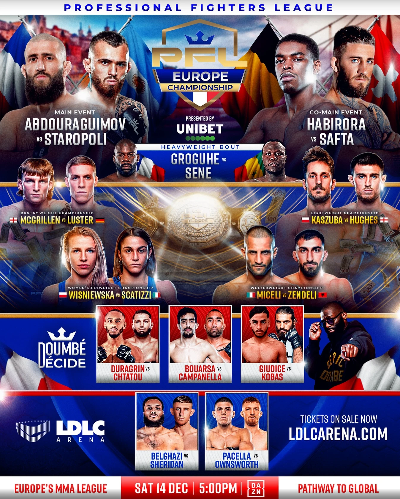 Битва за 4 титула, «ленивый король» против экс-бойца UFC. Где и во сколько смотреть PFL Europe из Лиона