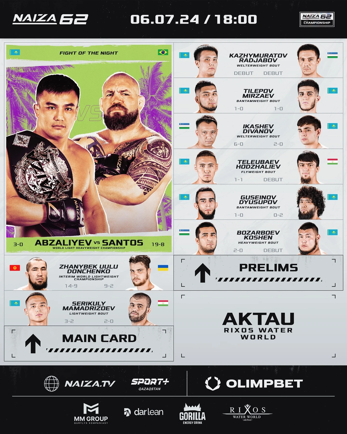 Представлен окончательный кард турнира NAIZA 62