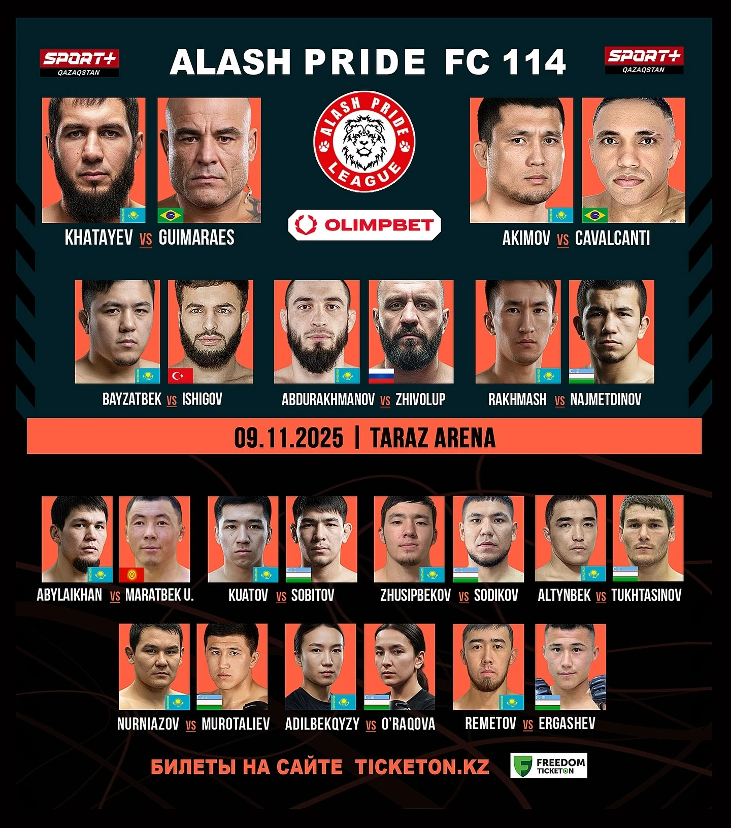 Қазақстан VS Бразилия.  «Alash Pride» Тараздағы турнирдің толық кардын жариялады